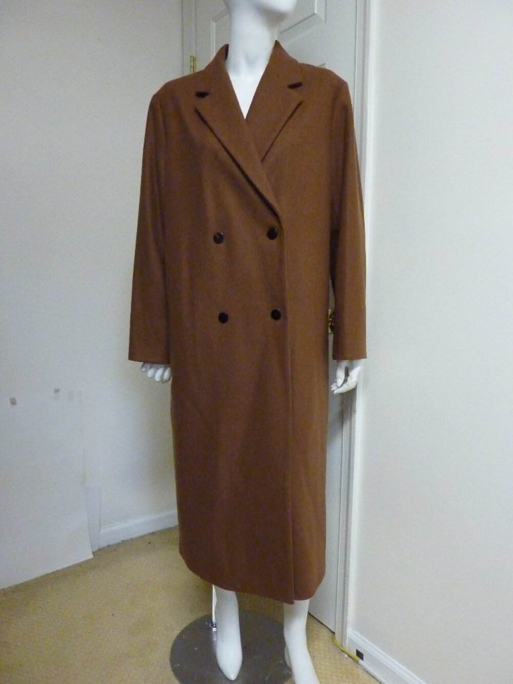 Theory Double Breasted Wool Blend Suffolk Long Coat